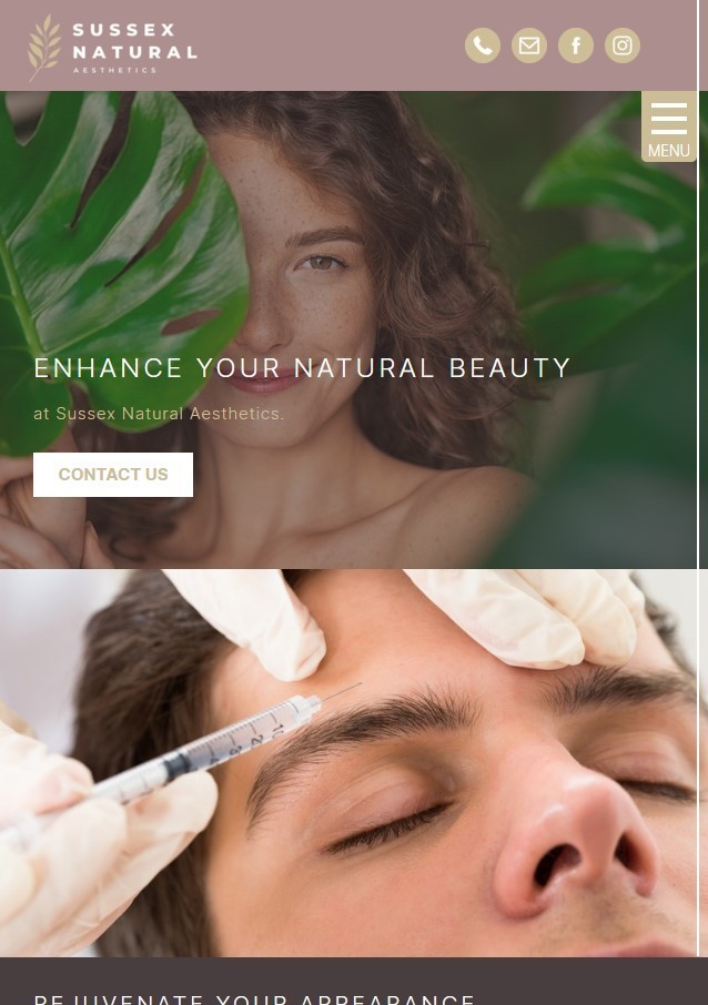 A natural beauty website design displayed on a mobile.