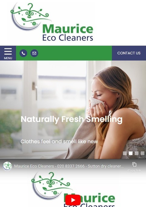 An eco cleaning service website shown on a mobile device.
