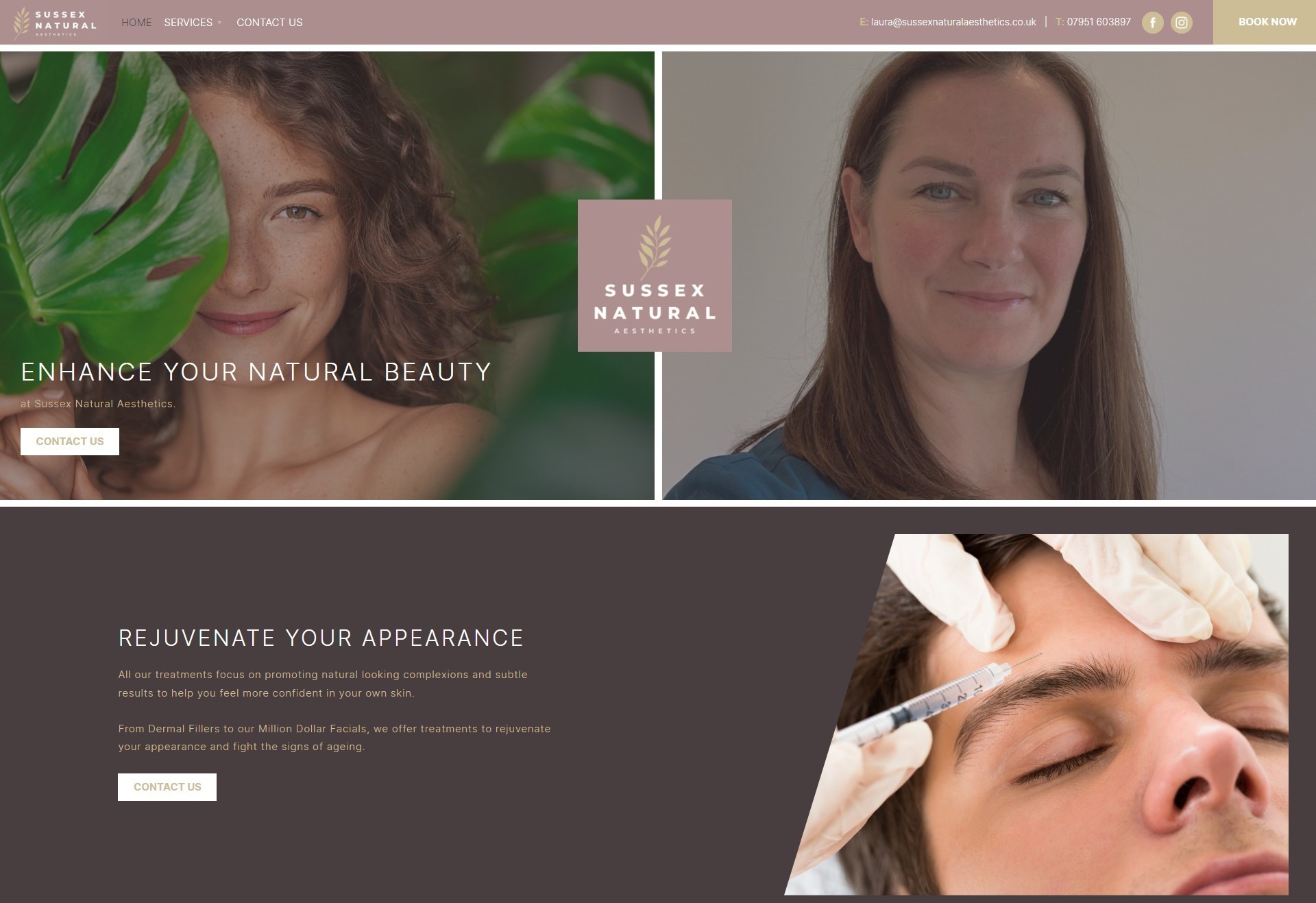 A natural beauty website design shown on desktop.