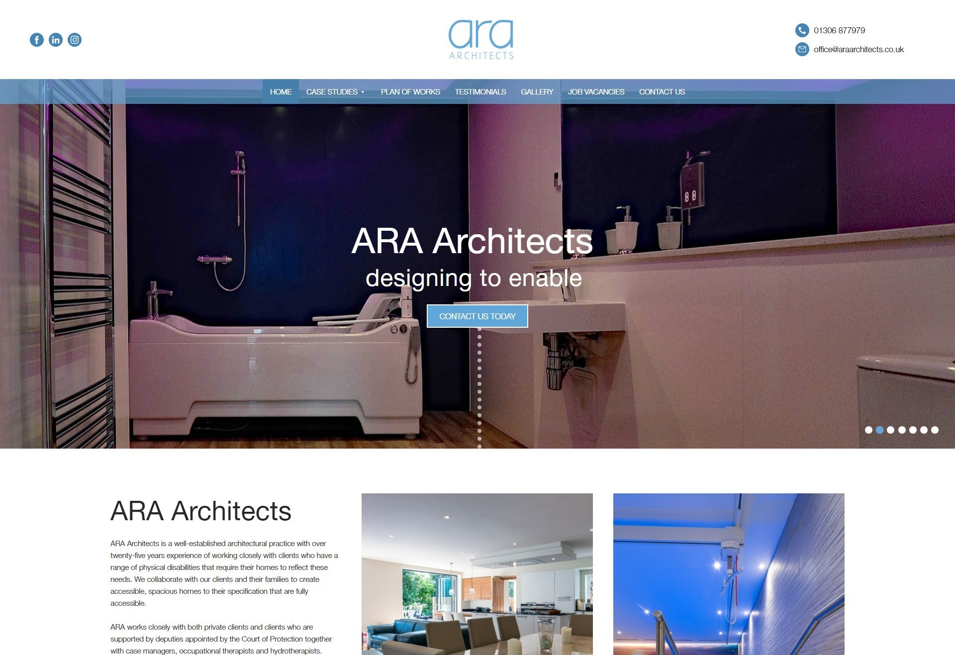 An architect website design shown on Desktop.