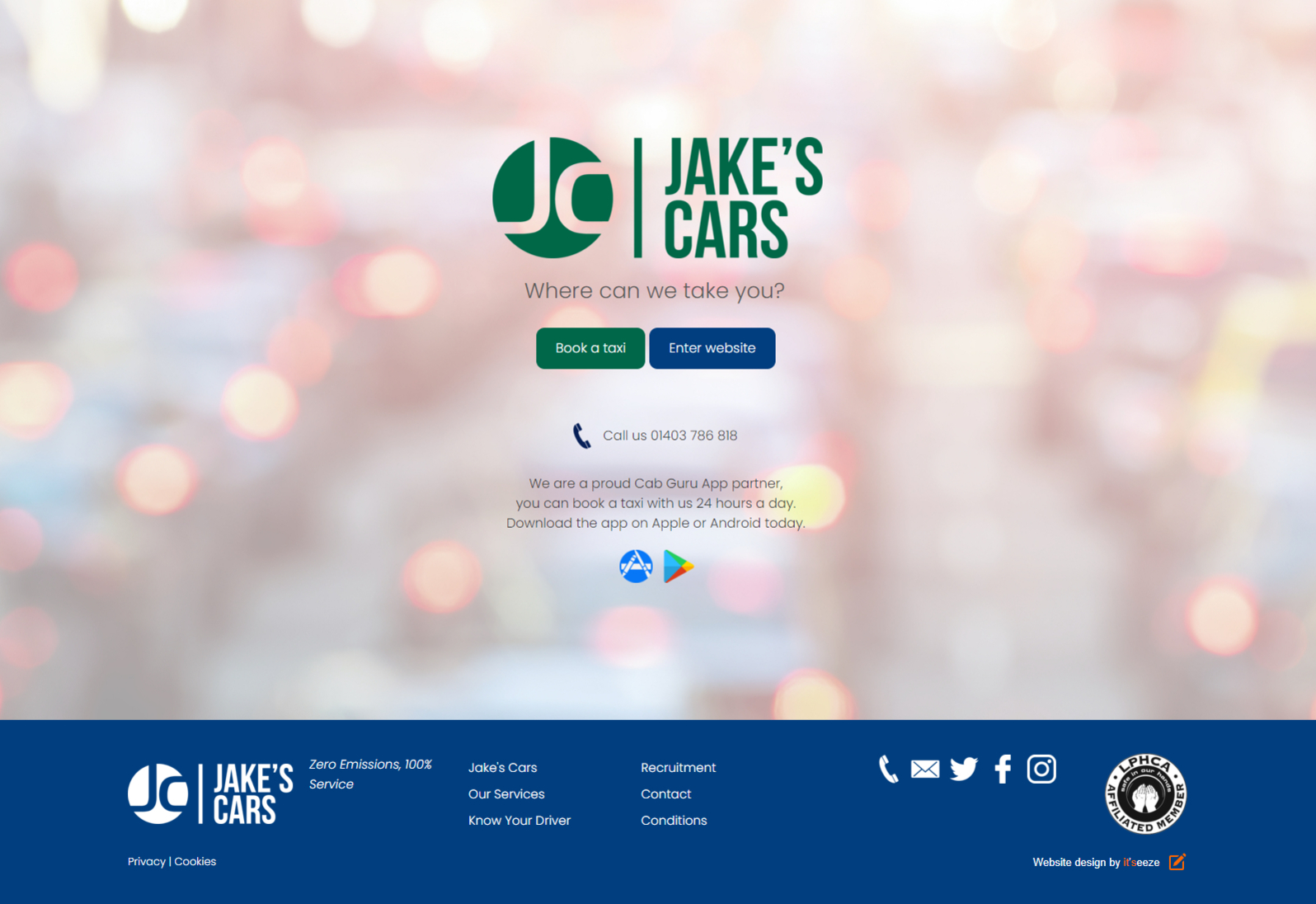 A simple website design for a car garage shown on a desktop.