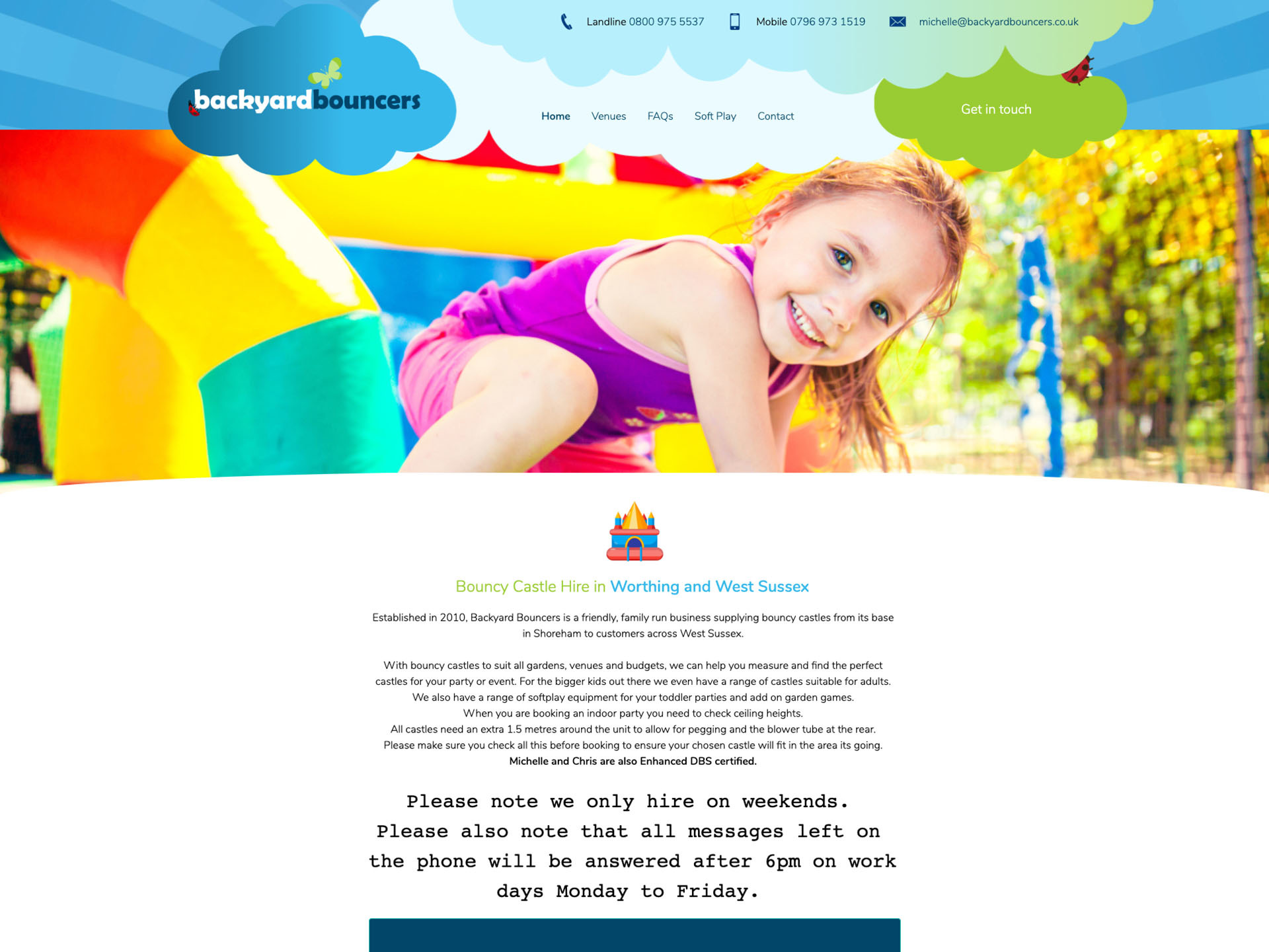 The Backyard Bouncers website created by it'seeze Horsham
